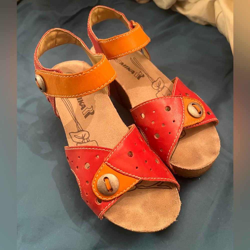 ROMIKA wedge sandals 37 red orange